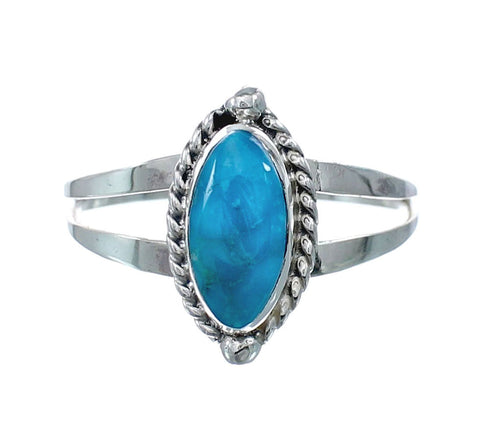 Native American Turquoise Genuine Sterling Silver Navajo Ring Size 8-3/4 AX128363